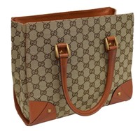 GUCCI BROWN & TAN GG CANVAS TOTE BAG WITH STUDS