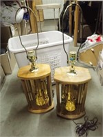 (2) Table Lamps - 28"H, Beveled Etched Glass -