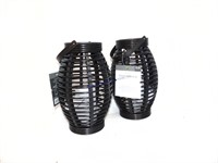 2 Oblong Outdoor Solar Flickering Lanterns