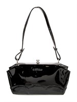 Baldinini Patent Blk Lthr Graphic Top Shoulder Bag