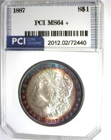 1887 Morgan PCI MS64+ Blue Purple Rim