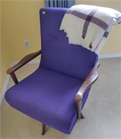 Vintage Blue Upholstered Swivel Chair