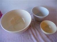 3 pottery bowls , hairline cracks