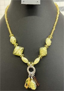 Safari murano 18” yellow glass beaded necklace