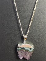 925 stamped 22-in necklace with amethyst pendant