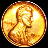 1937 Lincoln Wheat Penny GEM PROOF