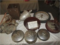 Vintage Metal Ware - Fountain, Hub Caps, Barn Junk