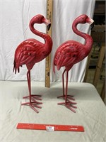 Pair of Metal Flamingos