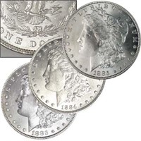 1883-84-85 Brilliant Uncirculated Morgan Dollars