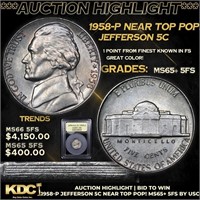 ***Auction Highlight*** 1958-p Jefferson Nickel Ne