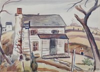 Edgar Hewitt Nye Watercolor House in Landscape