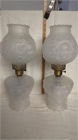 Pair of Vintage Glass Hurricane Table Lamps