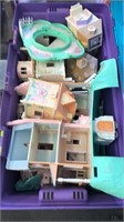 Tote of vintage doll houses