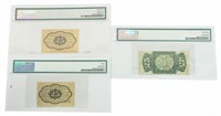 (3) UNITED STATES FRACTIONAL CURRENCY, PMG GRADED