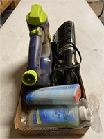 Box with Mr. clean water hose car sprayer, and