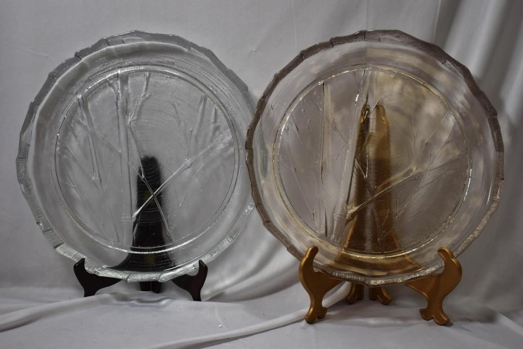 A Set of 2 Clear Pressed Glass Trays