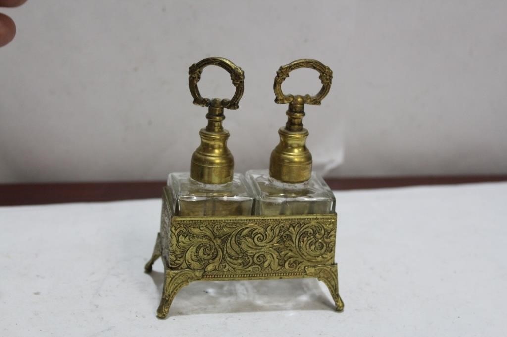 Set of 2 Brass Parfume Bottles