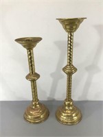 Two Large Brass Candleholders