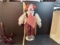 Ceramic and Cloth Clown Ensco?  On a Stand