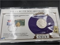 1934 S Silver Peace dollar with corresponding post