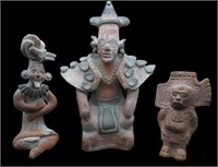 Lot of 3 Mexican Aztec Folk Art Figures