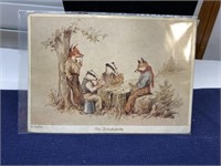 Fox and badger children’s illustration postcard