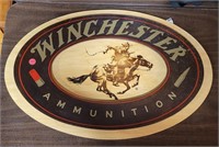 WINCHESTER AMMUNITION WOOD OVAL SIGN