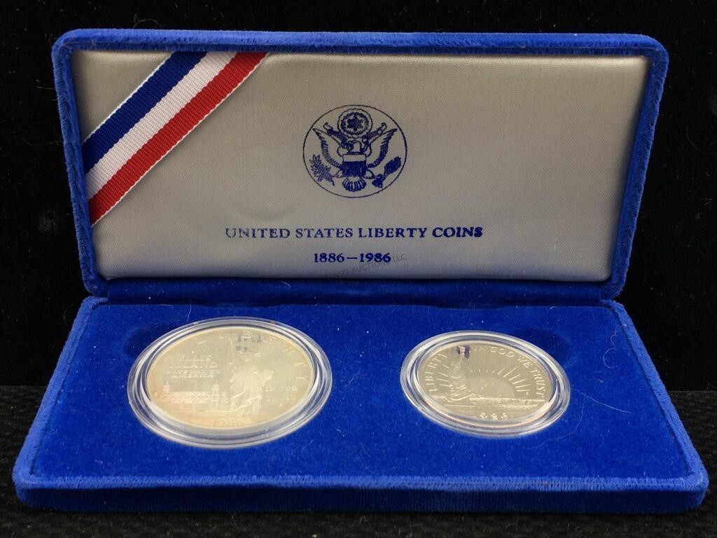 1986 Ellis Island Silver Dollar and Clad Half Set