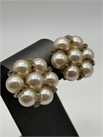 1950's MIJ Faux Pearl Cluster Earrings