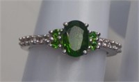 Sterling Green Chrome Diopside Oval Cut