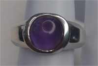 Sterling Cabochon Purple Amethyst Ring 
Size 6.5
