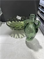 Green Vase & Bowl