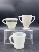 Pyrex GRAY LAUREL LEAF, milk glass mug, sugar