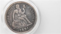 1891 Seated Dime Coin