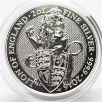 2016 2oz .999 Fine Silver Great Britain Coin - BU