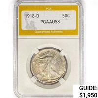 1918-D Walking Liberty Half Dollar PGA AU58