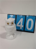 OWL MILK GLASS CONTAINER