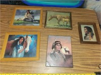 Vintage Native American & Horse Framed Prints