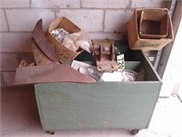 vintage "old green paint" toy box 32"wx 24"d x22"T