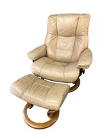 LEATHER NORWEGIAN STRESSLESS CHAIR AND OTTOMAN