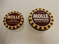 LOT OF 2 MOLLE BRUSHLESS SHAVING CREAM GLASS JARS