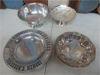 4 Metal Bowls & Platter
