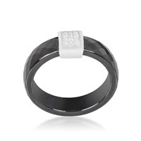 Round .15ct White Topaz Black Ceramic Ring