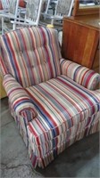 STRIPED UPHOLSTERED SMALL ARM CHAIR