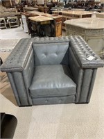 Micro Leather Gray Bench Chair