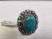 turquoise german silver ring sz 7 NWT