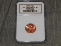 1999 Cent NGC MS64 OFF CENTER !!!