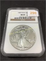 1988 American Eagle silver dollar, NGC MS 69