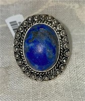 German Silver Lapis Statement Ring, Size 7