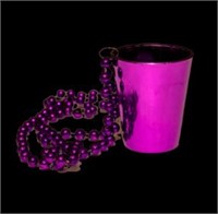33" Shot Glass 24 Mardi Gras Beads- Purple